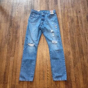 Levi's 501 32x31.5 Jeans Distressed Medium Wash Jeans Denim Straight